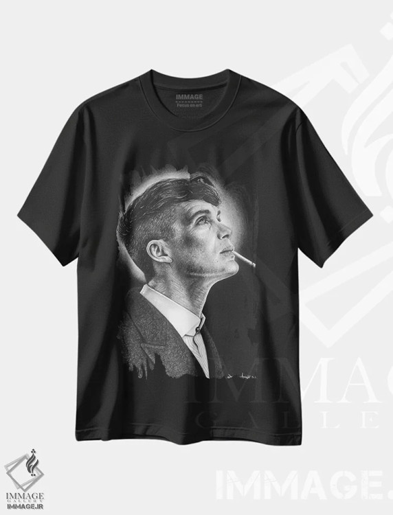 تیشرت مشکی طرح دار تامی، دست نقاشی و طراحی دستی اثر اینکد آیکونز | فروشگاه ایماژ