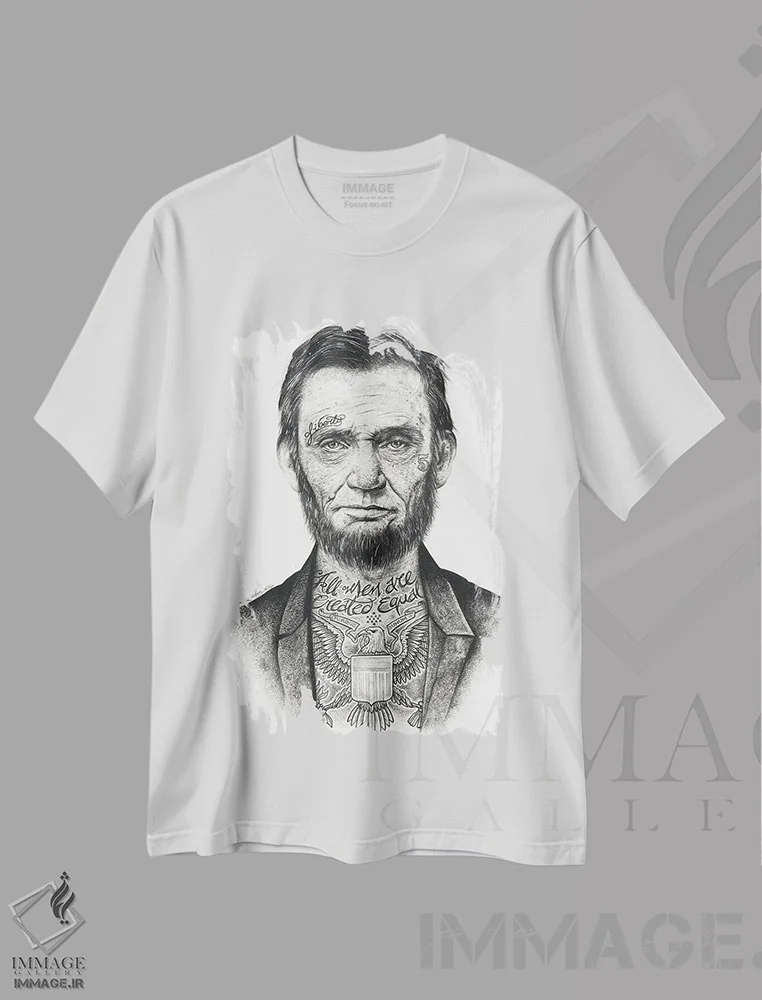 تیشرت سفید طرح دار لینکلن، دکوراسیون جایگزین اثر اینکد آیکونز | immage.ir