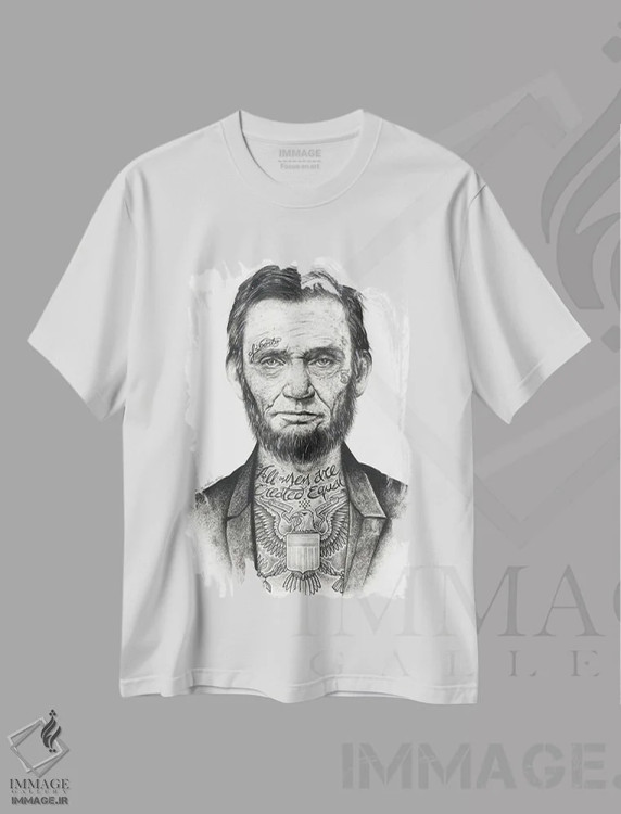 تیشرت سفید طرح دار لینکلن، دکوراسیون جایگزین اثر اینکد آیکونز | immage.ir