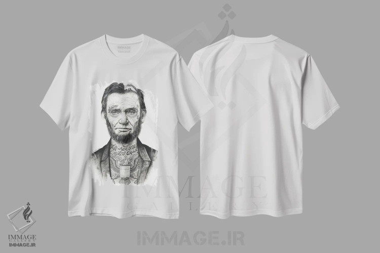 تیشرت سفید طرح دار لینکلن، دکوراسیون جایگزین اثر اینکد آیکونز | immage.ir