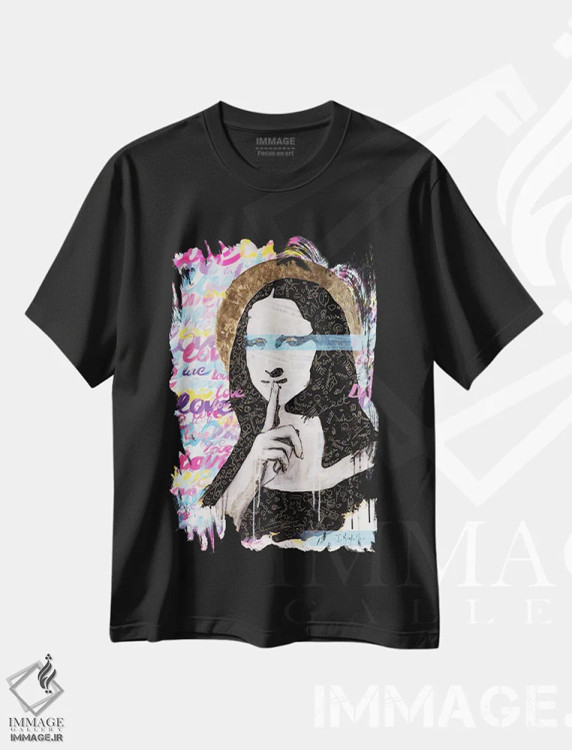 تیشرت مشکی طرح دار راز مونـا، مدیوم اثر اینس کاپلون | فروشگاه ایماژ