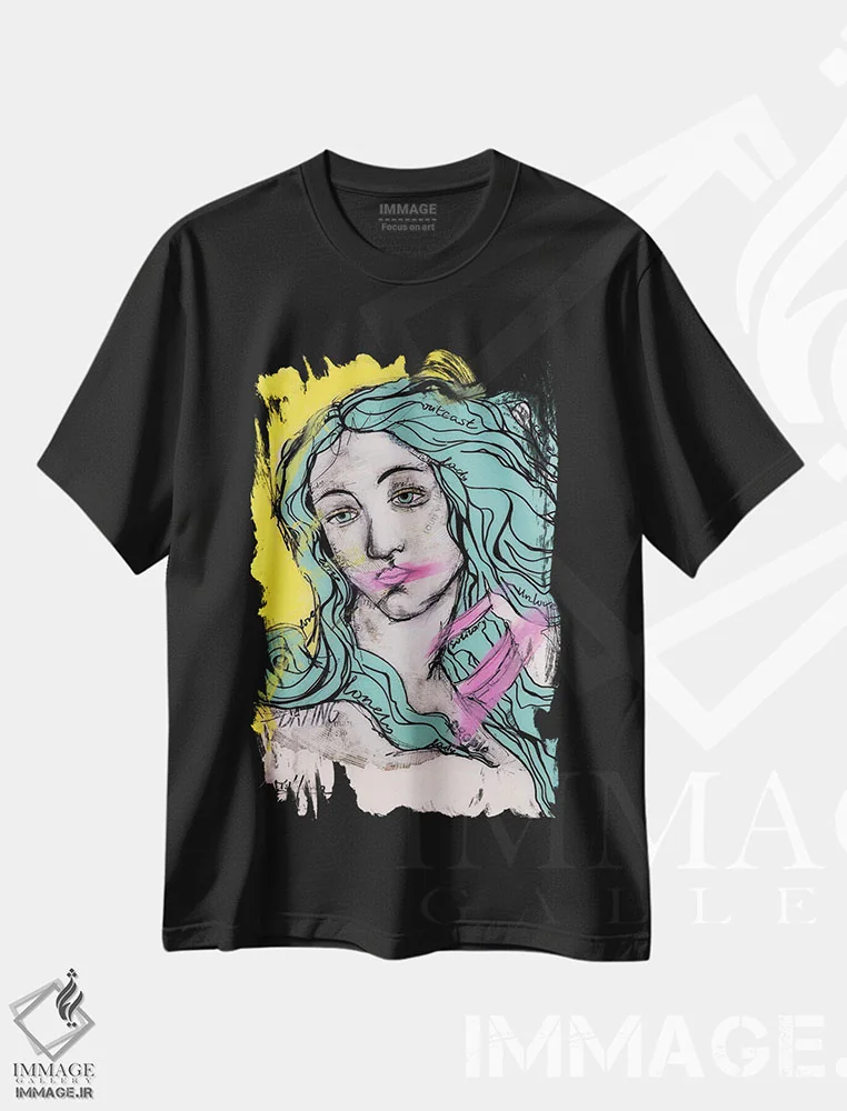 تیشرت مشکی طرح دار تنها، مدیوم اثر اینس کاپلون | immage.ir