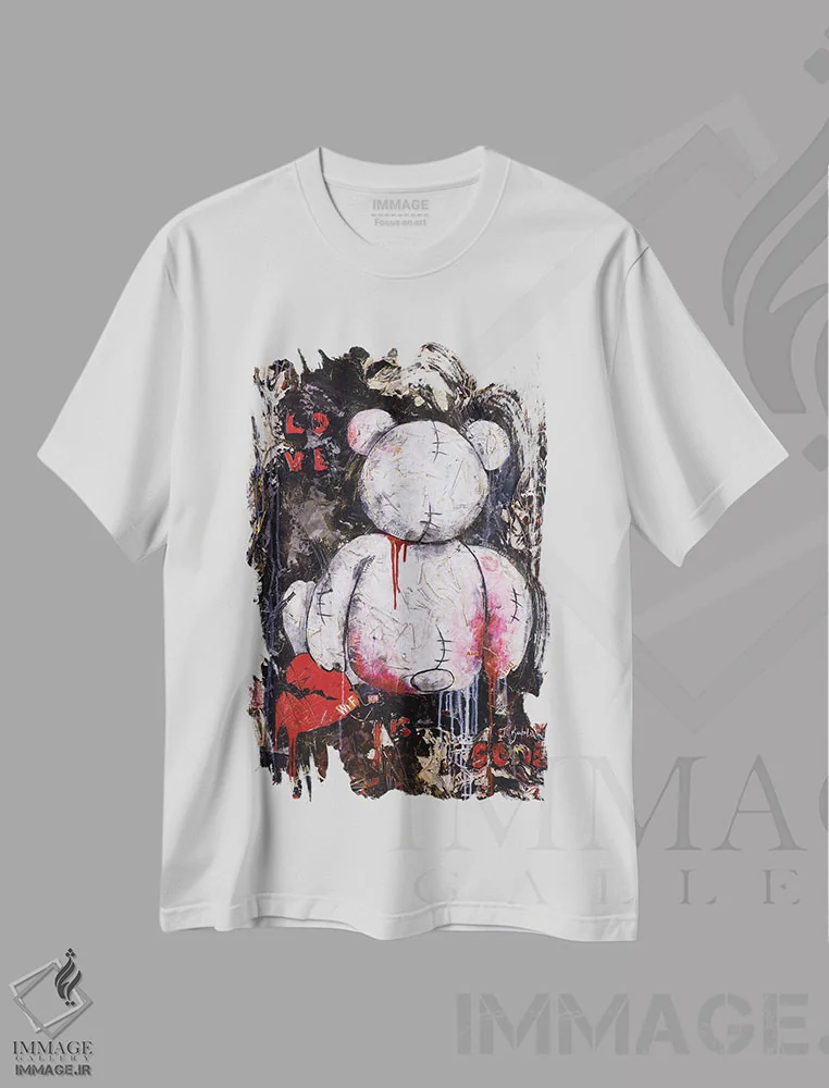 تیشرت سفید طرح دار عشق رفته است، دکوراسیون جایگزین اثر اینس کاپلون | فروشگاه ایماژ