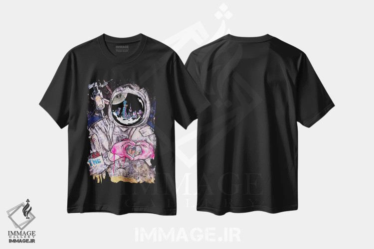 تیشرت مشکی طرح دار در اوج خوشی، مدیوم اثر اینس کاپلون | فروشگاه ایماژ