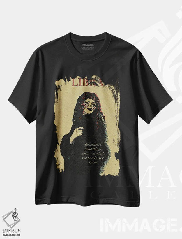 تیشرت مشکی طرح دار برج میزان، دکوراسیون جایگزین اثر ایلو ناتیکا | فروشگاه ایماژ