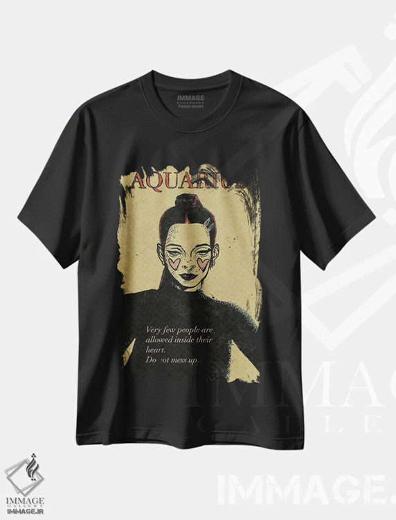 تیشرت مشکی طرح دار برج دلو، دکوراسیون جایگزین اثر ایلو ناتیکا | فروشگاه ایماژ