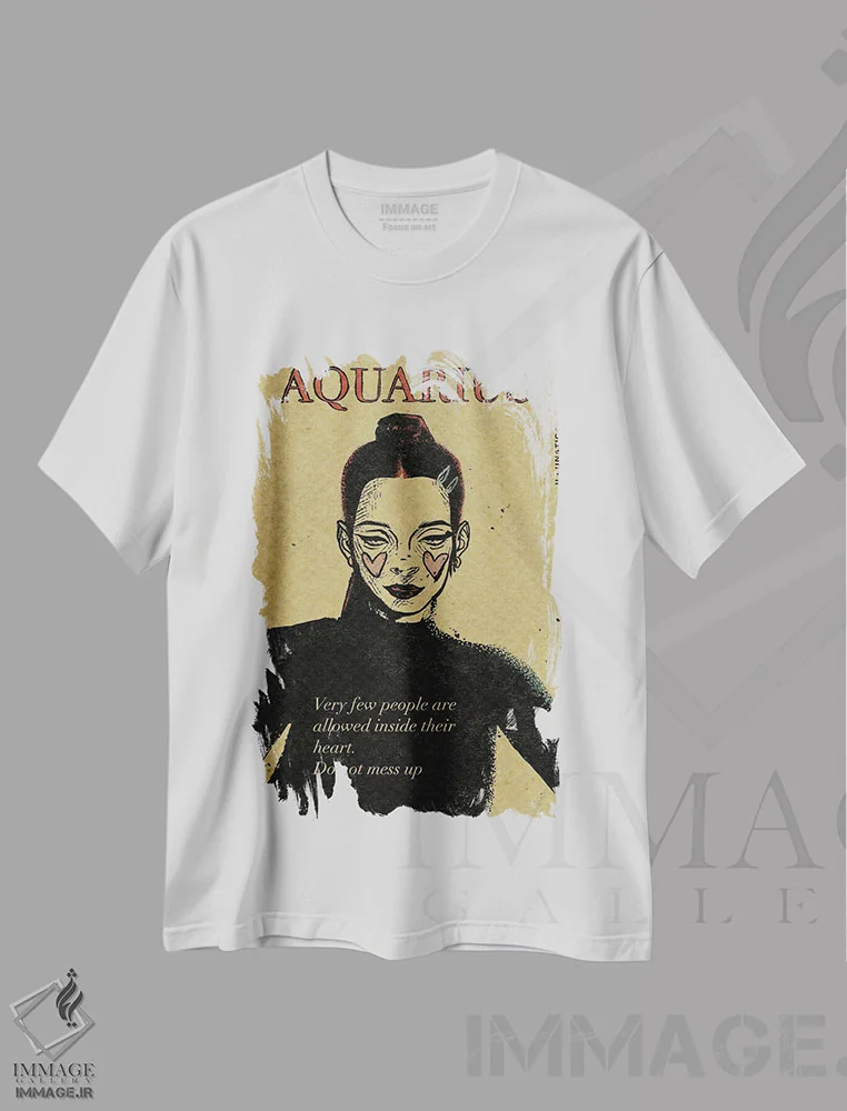 تیشرت سفید طرح دار برج دلو، دکوراسیون جایگزین اثر ایلو ناتیکا | immage.ir