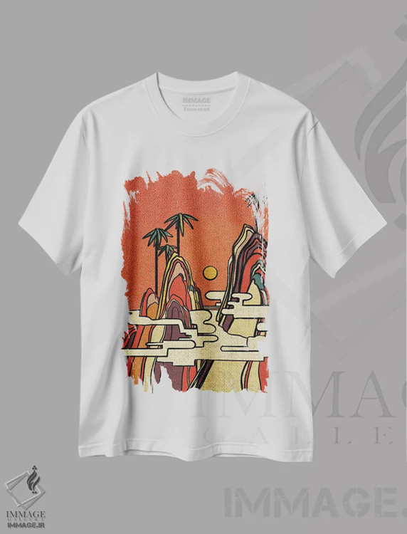 تیشرت سفید طرح دار زندگی یک کوه است، تزئینی اثر ایلو ناتیکا | فروشگاه ایماژ