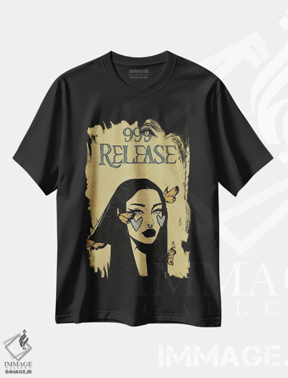 تیشرت مشکی طرح دار عدد فرشته ۹۹۹، دکوراسیون جایگزین اثر ایلو ناتیکا | فروشگاه ایماژ
