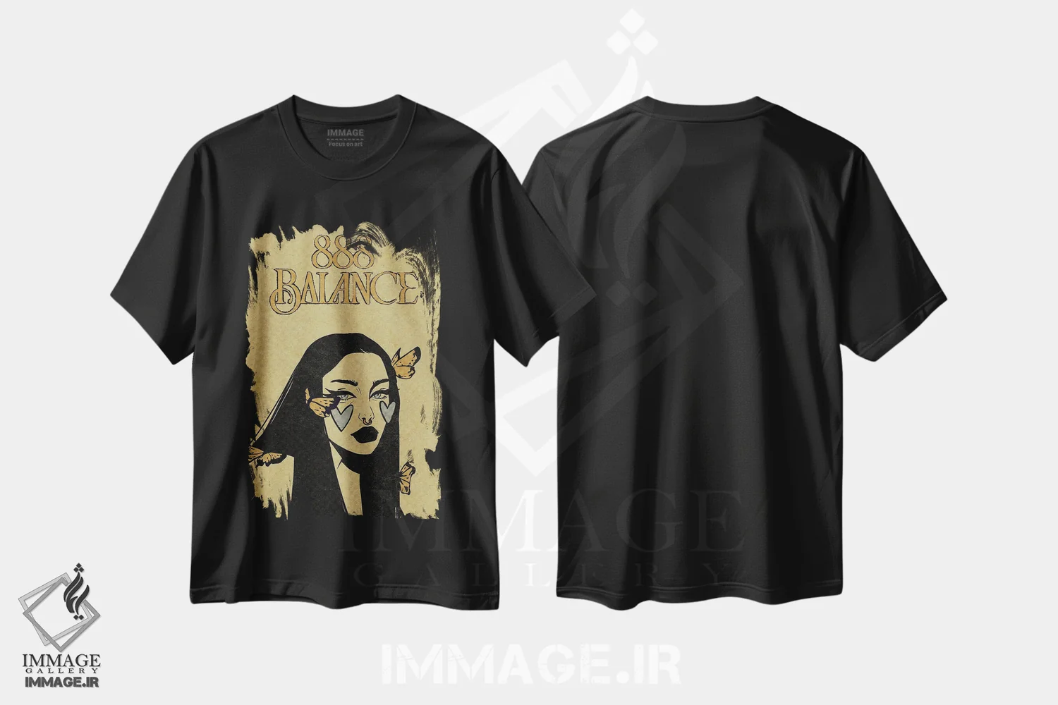 تیشرت مشکی طرح دار عدد فرشته ۸۸۸، دکوراسیون جایگزین اثر ایلو ناتیکا | فروشگاه ایماژ