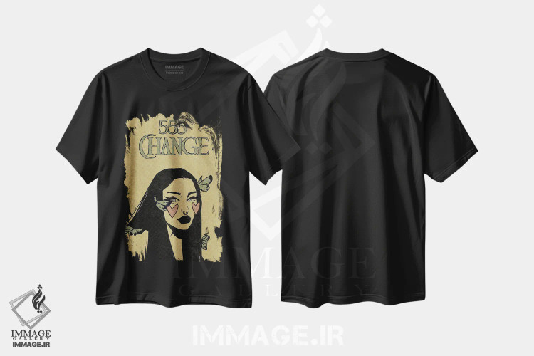 تیشرت مشکی طرح دار عدد فرشته ۵۵۵، دکوراسیون جایگزین اثر ایلو ناتیکا | فروشگاه ایماژ