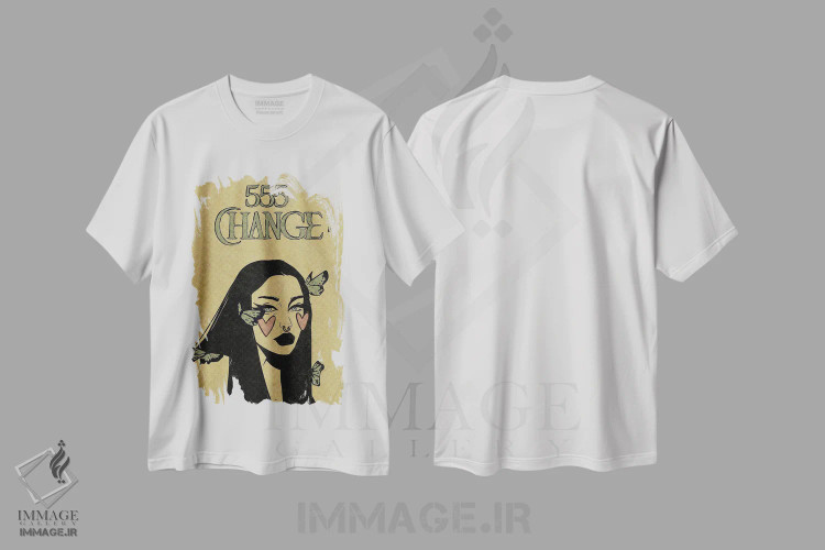 تیشرت سفید طرح دار عدد فرشته ۵۵۵، دکوراسیون جایگزین اثر ایلو ناتیکا | immage.ir
