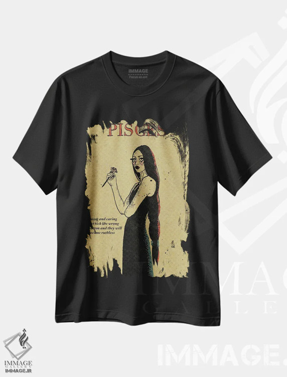 تیشرت مشکی طرح دار برج حوت، هنر دیجیتال اثر ایلو ناتیکا | immage.ir