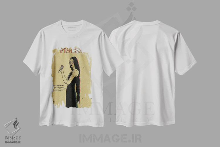 تیشرت سفید طرح دار برج حوت، هنر دیجیتال اثر ایلو ناتیکا | فروشگاه ایماژ