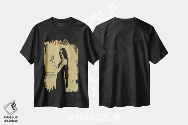 تیشرت مشکی طرح دار برج حوت، هنر دیجیتال اثر ایلو ناتیکا | immage.ir