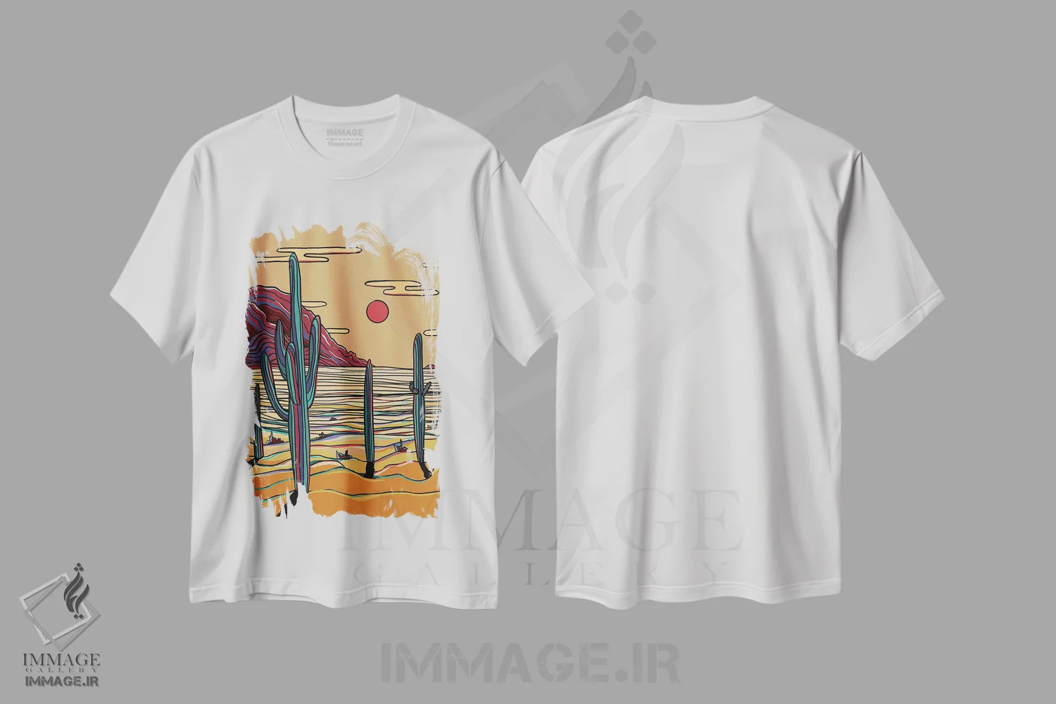 تیشرت سفید طرح دار کاکتوس های رنگارنگ، تزئینی اثر ایلو ناتیکا | فروشگاه ایماژ