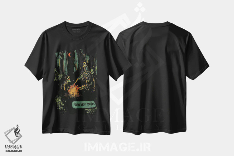 تیشرت مشکی طرح دار دوستان همیشگی، دکوراسیون جایگزین اثر ایلو ناتیکا | فروشگاه ایماژ