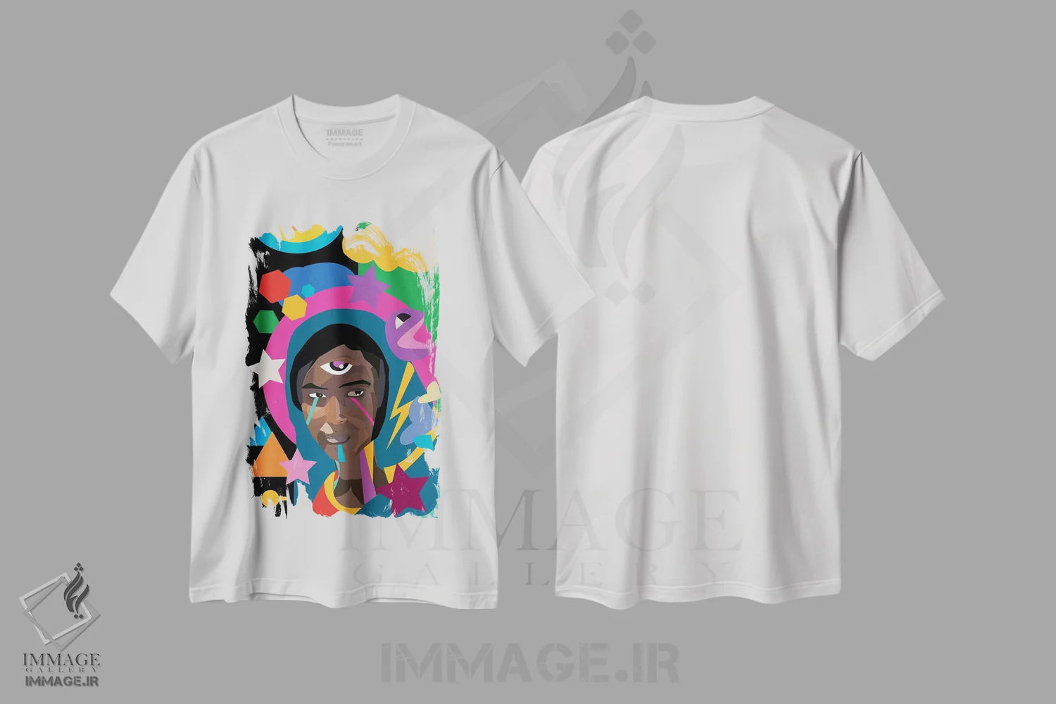 تیشرت سفید طرح دار مادونای اتیوپیایی، هنر آمریکایی آفریقایی تبار اثر ایندی لاو | immage.ir