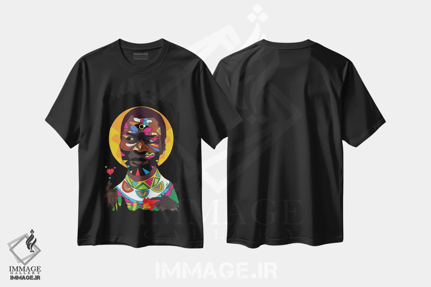 تیشرت مشکی طرح دار فلا، هنر آمریکایی آفریقایی تبار اثر ایندی لاو | immage.ir