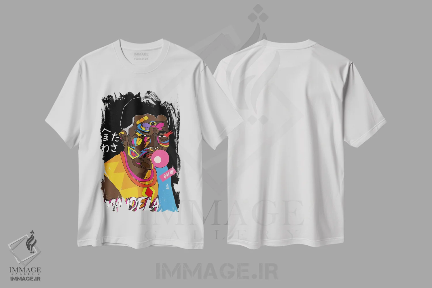 تیشرت سفید طرح دار ماندلا، هنر آمریکایی آفریقایی تبار اثر ایندی لاو | فروشگاه ایماژ