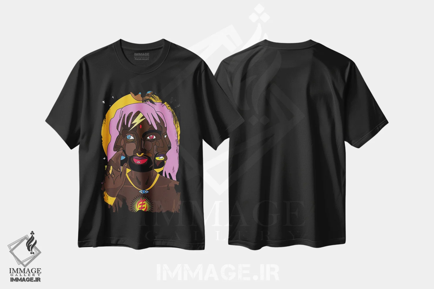 تیشرت مشکی طرح دار آدم رازآلود، هنر دیجیتال اثر ایندی لاو | immage.ir
