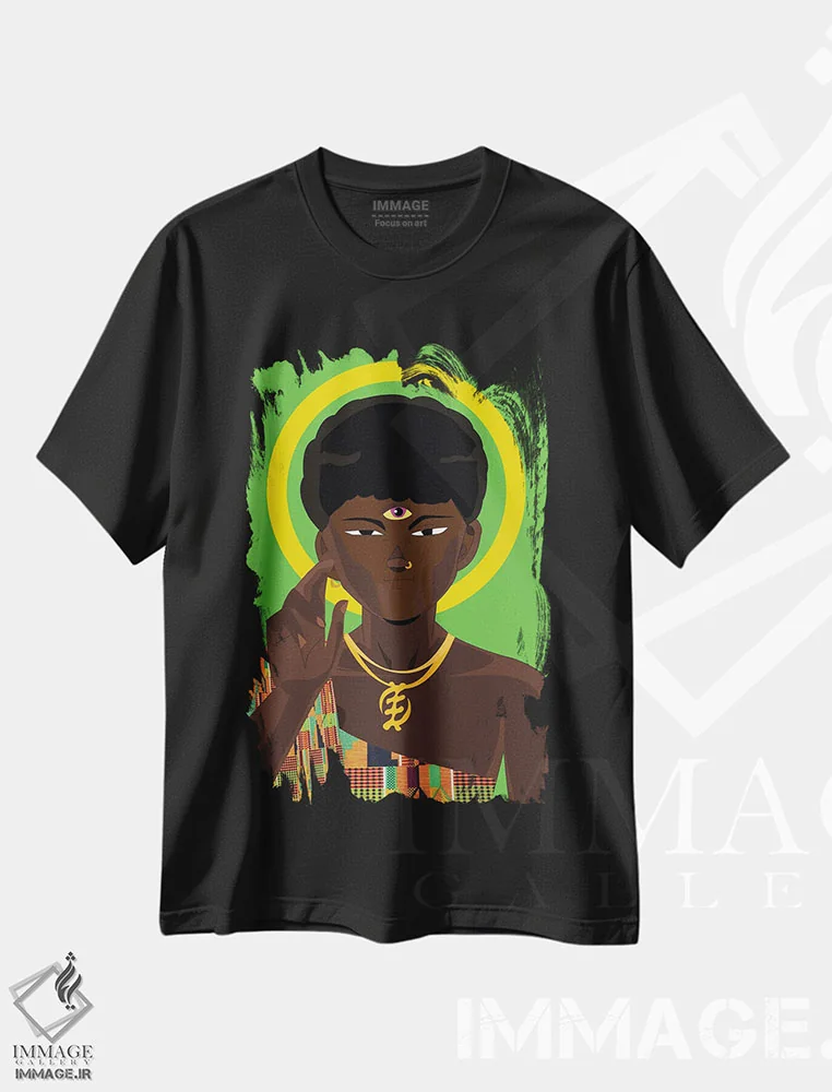 تیشرت مشکی طرح دار آکیرا، هنر آمریکایی آفریقایی تبار اثر ایندی لاو | immage.ir