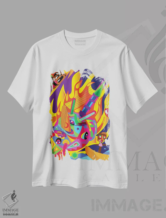 تیشرت سفید طرح دار کُرای اسرارآمیز، آبستره اثر ایندی لاو | immage.ir