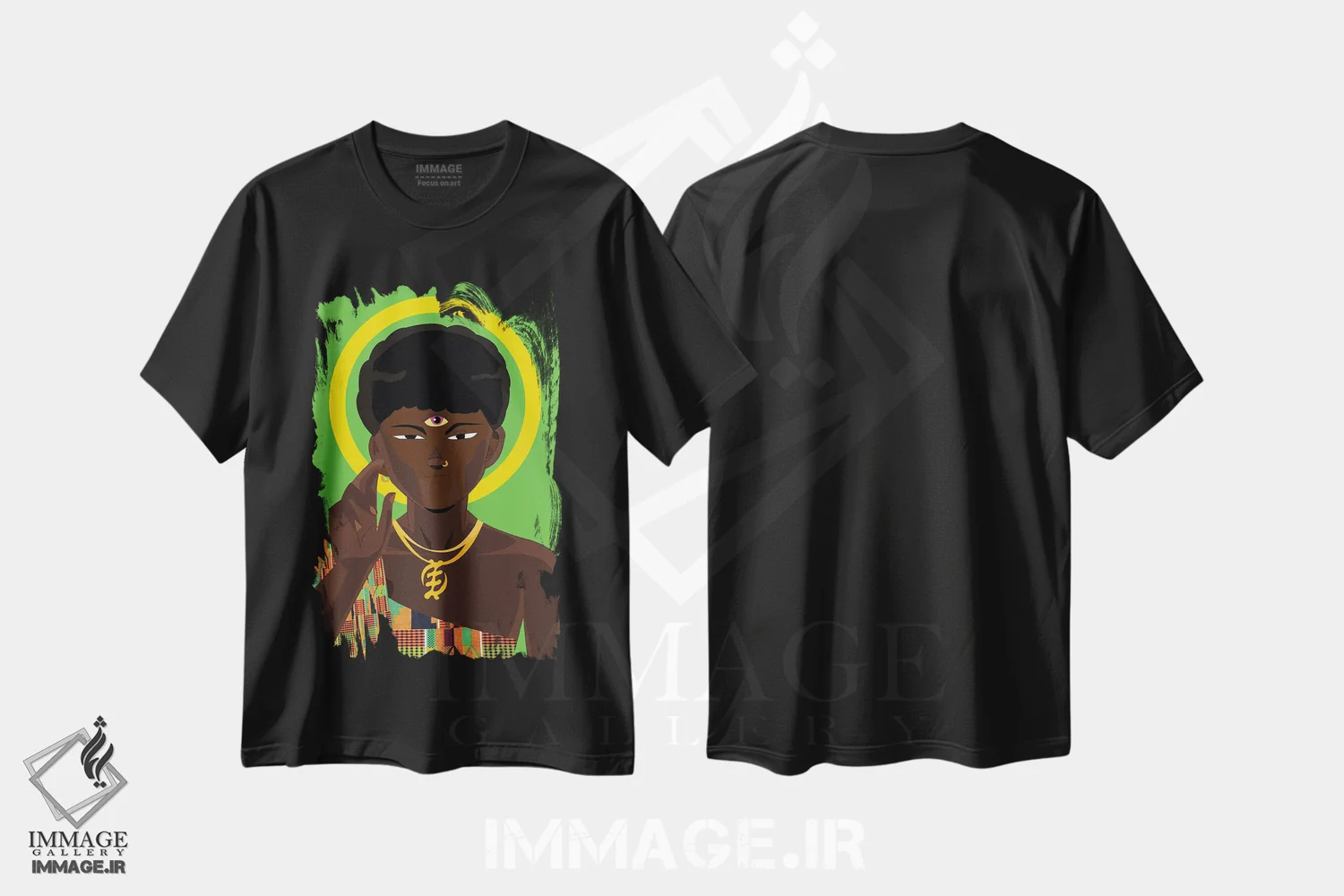 تیشرت مشکی طرح دار آکیرا، هنر آمریکایی آفریقایی تبار اثر ایندی لاو | immage.ir