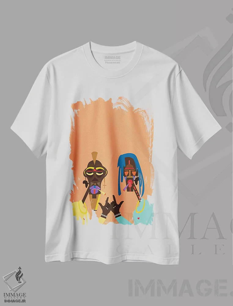 تیشرت سفید طرح دار برادران، هنر آمریکایی آفریقایی تبار اثر ایندی لاو | فروشگاه ایماژ