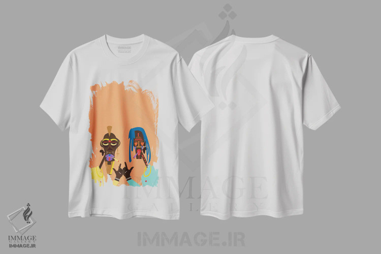 تیشرت سفید طرح دار برادران، هنر آمریکایی آفریقایی تبار اثر ایندی لاو | فروشگاه ایماژ