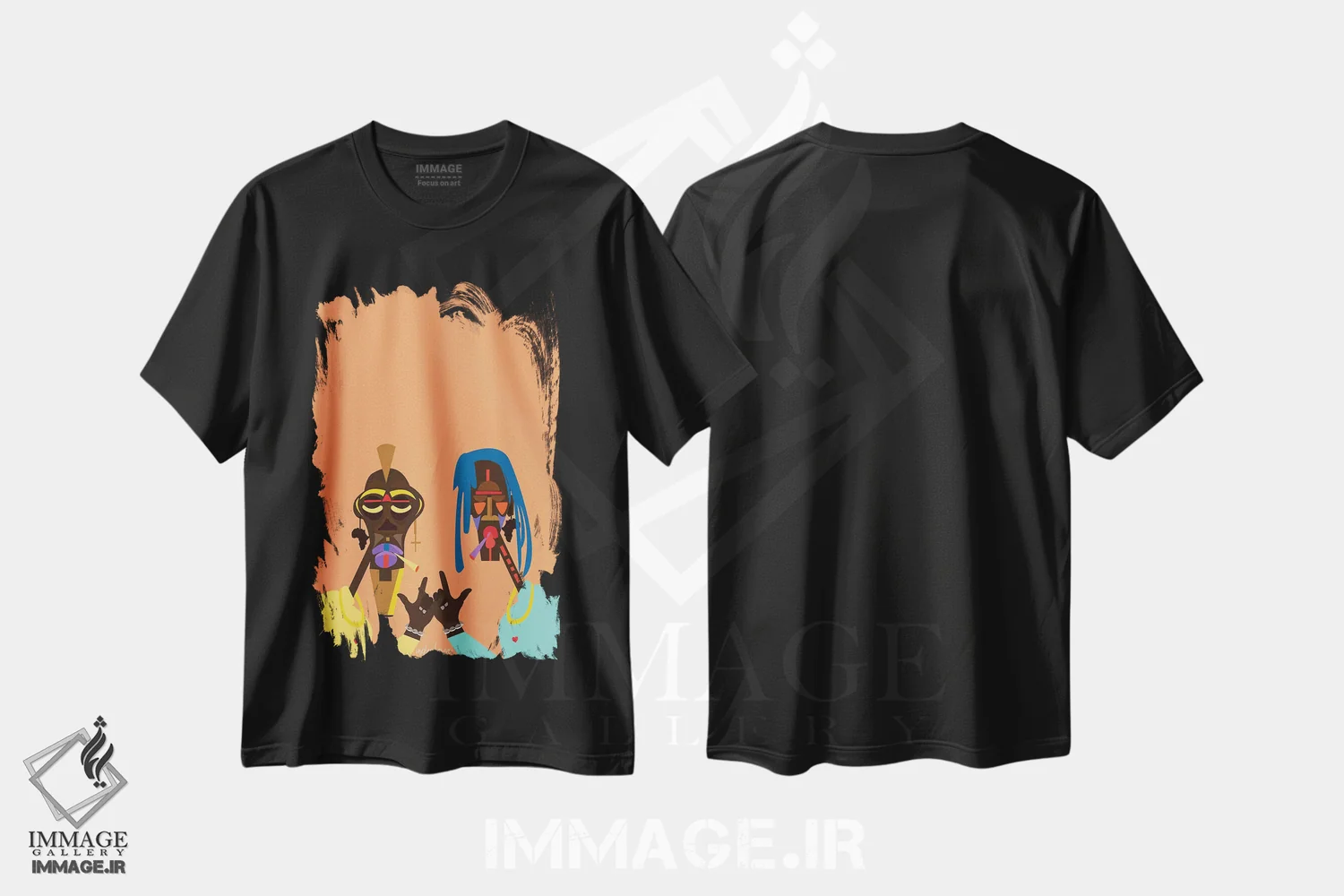 تیشرت مشکی طرح دار برادران، هنر آمریکایی آفریقایی تبار اثر ایندی لاو | immage.ir