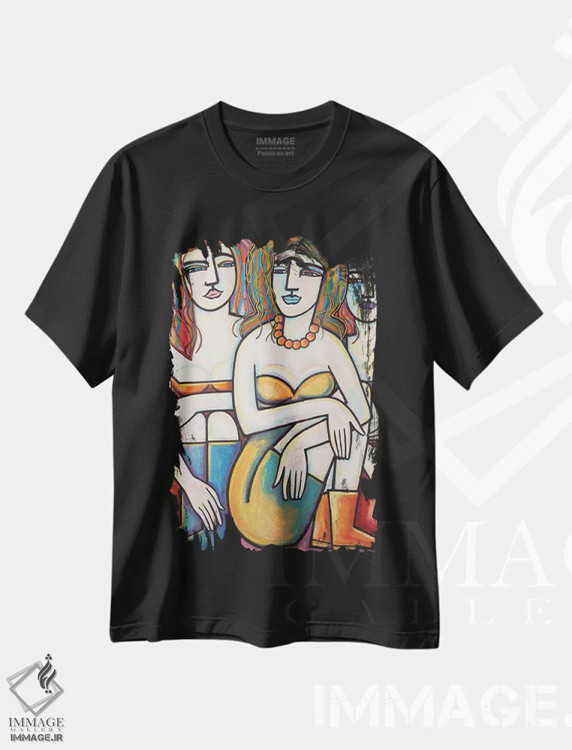 تیشرت مشکی طرح دار فقط در حال استراحت، هنر فاخر معاصر اثر ایلین ریچارد | فروشگاه ایماژ