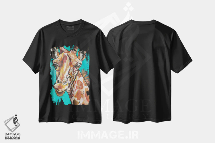تیشرت مشکی طرح دار زرافه، مدیوم اثر ایلین ریچارد | immage.ir
