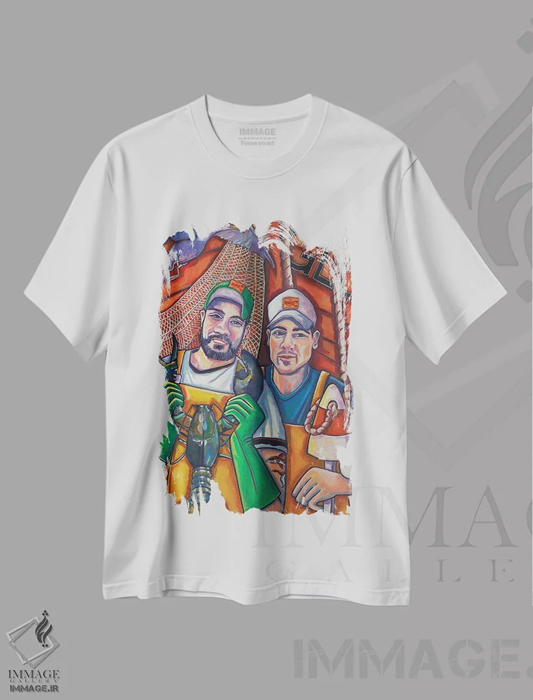 تیشرت سفید طرح دار خرچنگ آبی، هنر فاخر معاصر اثر ایلین ریچارد | immage.ir