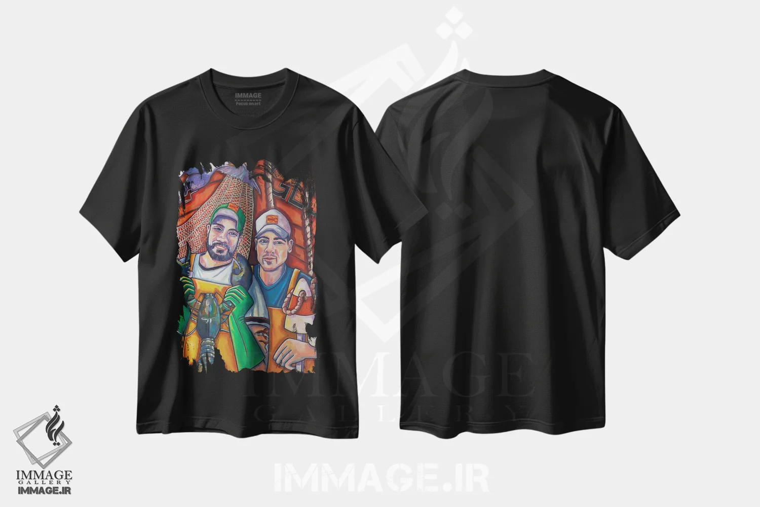 تیشرت مشکی طرح دار خرچنگ آبی، هنر فاخر معاصر اثر ایلین ریچارد | فروشگاه ایماژ