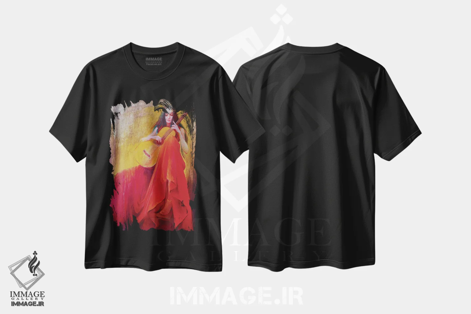تیشرت مشکی طرح دار کاپریچیو، هنر فاخر معاصر اثر ایزابل ماهه | فروشگاه ایماژ