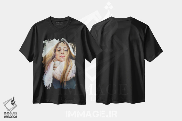 تیشرت مشکی طرح دار از ارتفاع بلند بیست سالگی، مدیوم اثر ایزابل ماهه | immage.ir