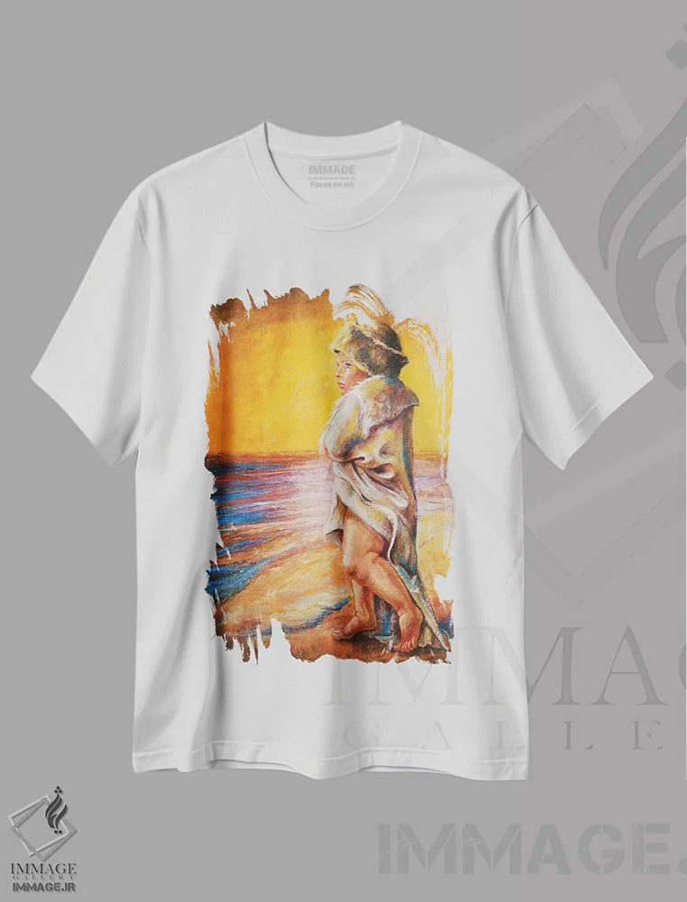 تیشرت سفید طرح دار سرود دریا، دکور ساحلی اثر ایزابل ماهه | immage.ir