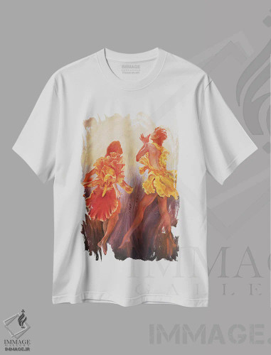 تیشرت سفید طرح دار زنبق ها، دکور معاصر اثر ایزابل ماهه | فروشگاه ایماژ