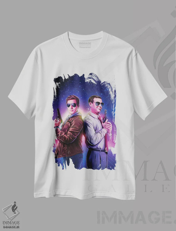 تیشرت سفید طرح دار بروکلین ۹۹، هنر دیجیتال اثر ایسمابوکامیکس | فروشگاه ایماژ