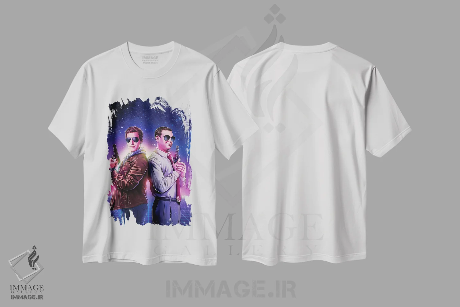 تیشرت سفید طرح دار بروکلین ۹۹، هنر دیجیتال اثر ایسمابوکامیکس | فروشگاه ایماژ