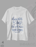 تیشرت سفید طرح دار به خدا نزدیک شو، تزئینی اثر ایمپرفکت داست | فروشگاه ایماژ