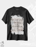تیشرت مشکی طرح دار استوار، تزئینی اثر ایمپرفکت داست | immage.ir