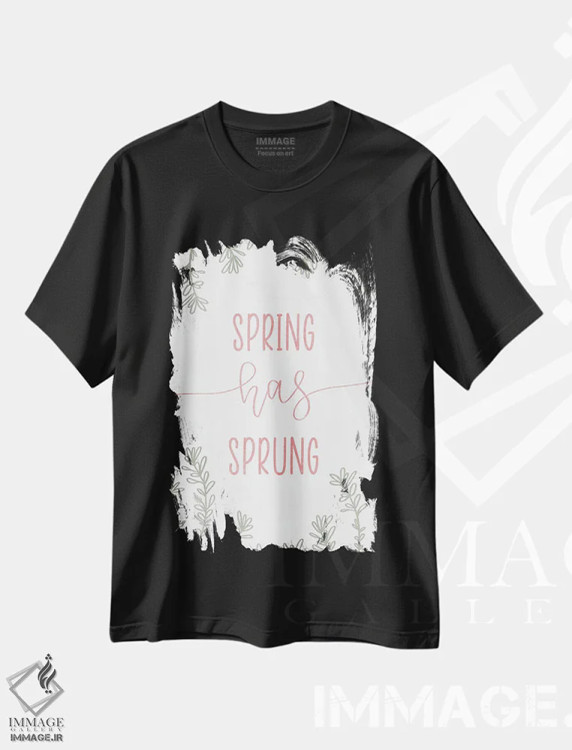 تیشرت مشکی طرح دار بهار شکوفا شده است، تزئینی اثر ایمپرفکت داست | immage.ir