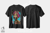 تیشرت مشکی طرح دار زن آفریقایی، هنر آمریکایی آفریقایی تبار اثر اینا مدودوا | فروشگاه ایماژ