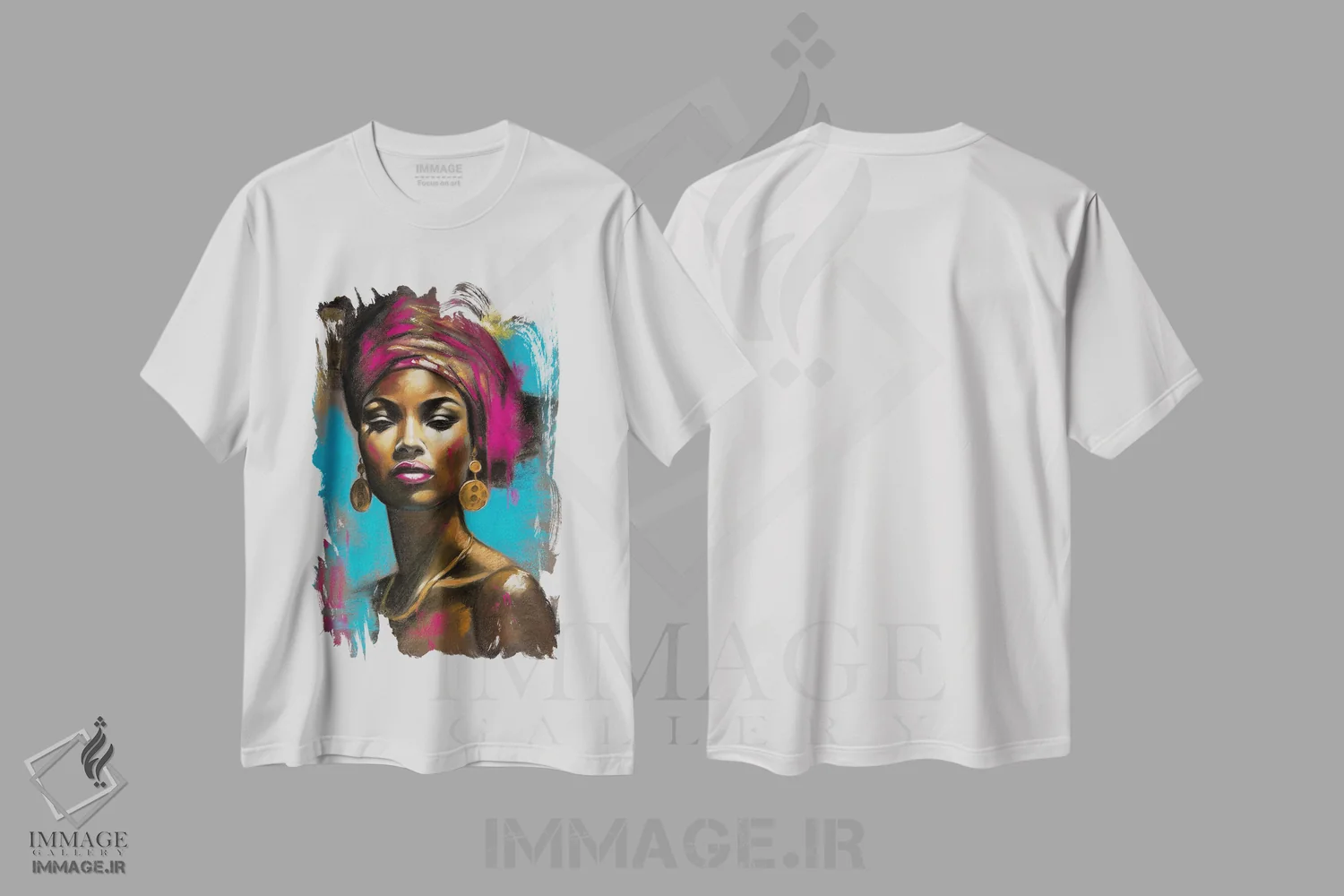 تیشرت سفید طرح دار زن آفریقایی، هنر آمریکایی آفریقایی تبار اثر اینا مدودوا | immage.ir