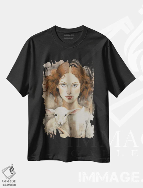 تیشرت مشکی طرح دار دختری با بره، دکور معاصر اثر اینا مدودوا | immage.ir
