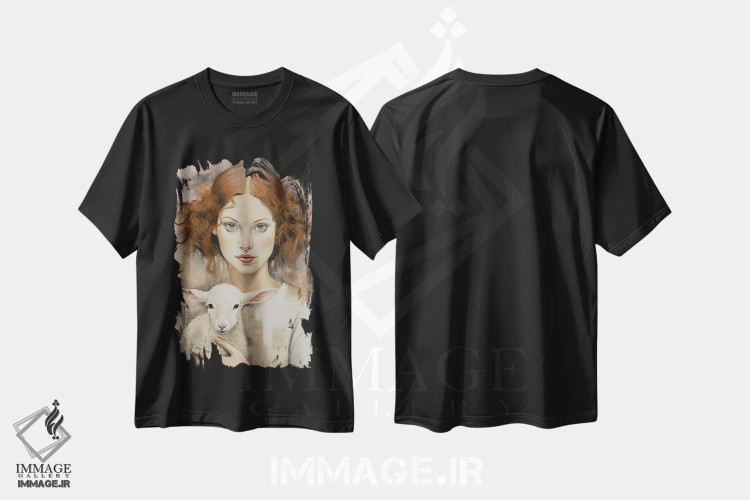 تیشرت مشکی طرح دار دختری با بره، دکور معاصر اثر اینا مدودوا | immage.ir