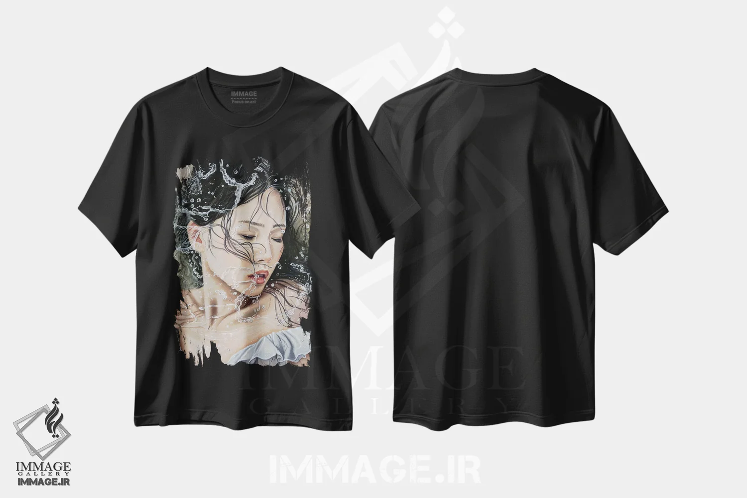 تیشرت مشکی طرح دار پاشیدن آب، هنر فاخر معاصر اثر اینا مدودوا | immage.ir