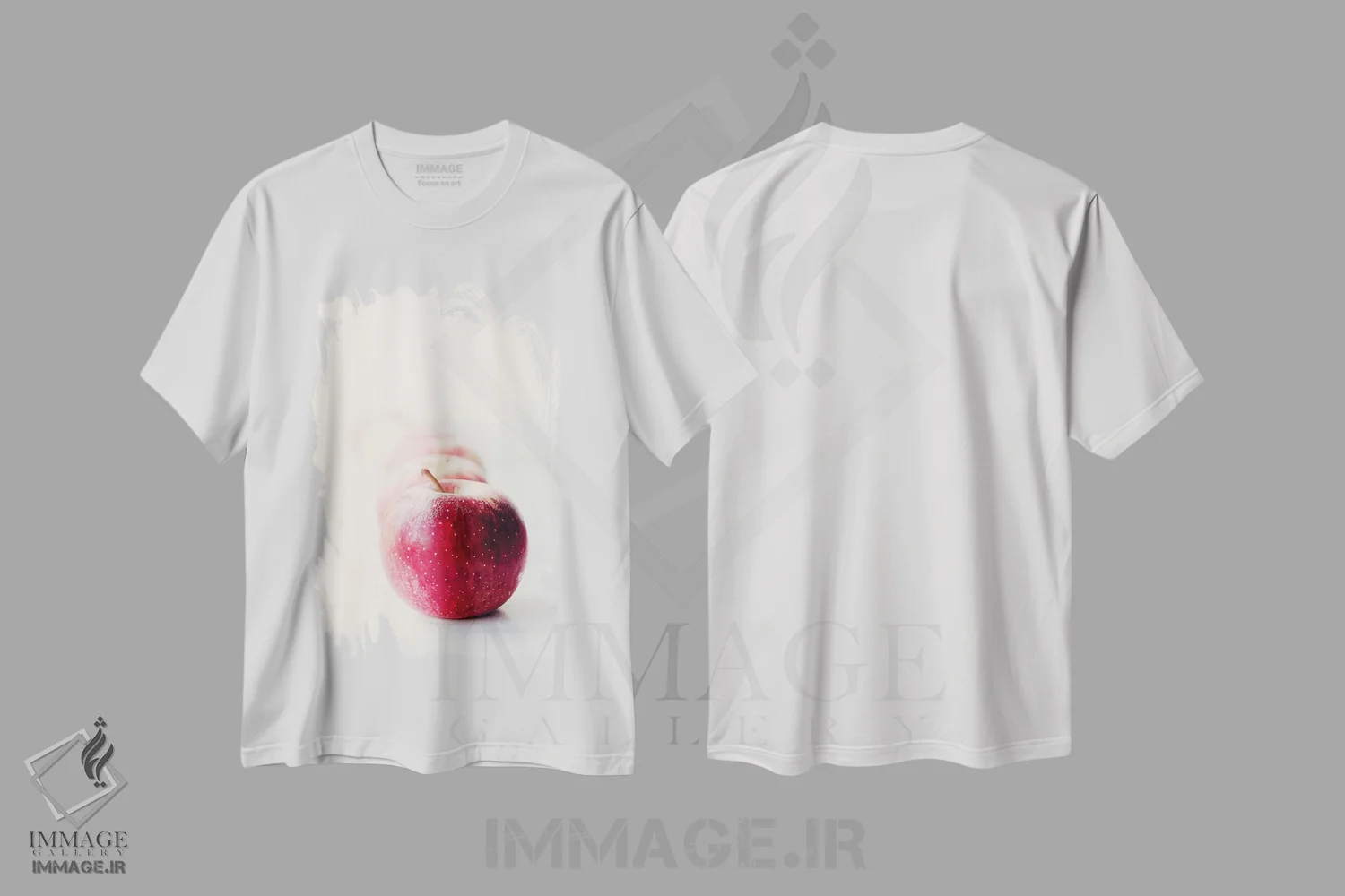 تیشرت سفید طرح دار سیب ها، دکور روستایی اثر اینگرید بدوز | فروشگاه ایماژ
